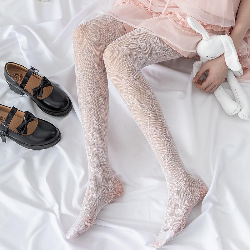 Doiaeskv Sweet Lolita Stripe Nylon Stockings Women Sexy Thin Pantyhose White Fishnet Stockings Female High Tights Dress