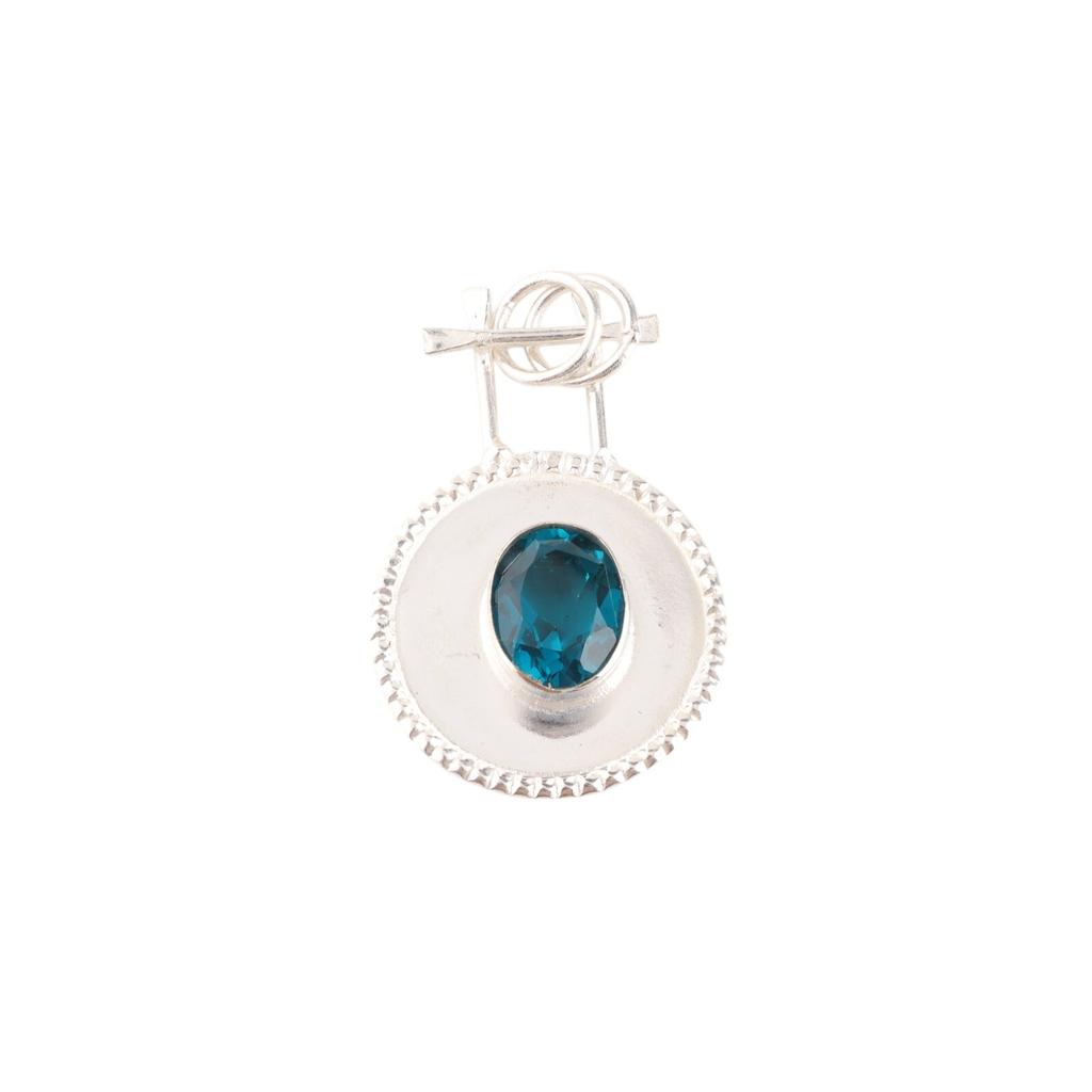 Apatite Gemstone 925 Stamped Silver Handmade Pendant 1.4" For Mother's Day Gift PP-57-7