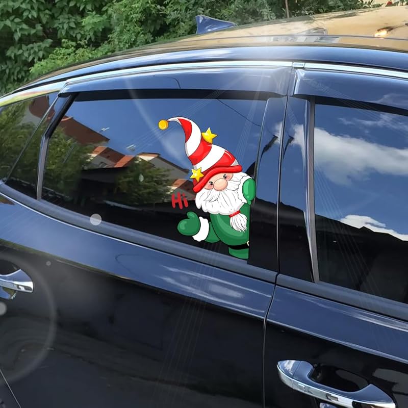 Christmas Decor Elf Peeking Sticker, Car Window Decals Vinyl Waterproof Stickers for Cars Truck SUV Laptop Bumper Car Stickers and Decals (Elf)