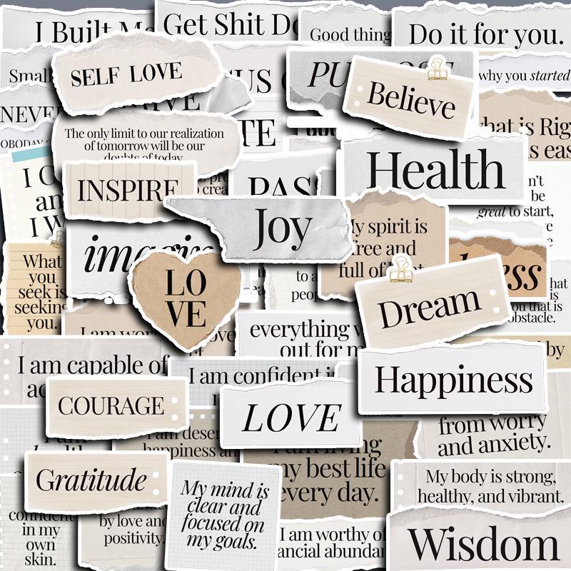 Motivational Sticky Notes: 60 Tear-off Sheets with Inspiring Words, Hearts, and Phone Planner Stickers