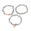 3Pcs Stackable Dumpy Gold Beaded Bracelet For Women Elastic Stretch Jewelry Irregular Silver Ball CCB Alloy Design