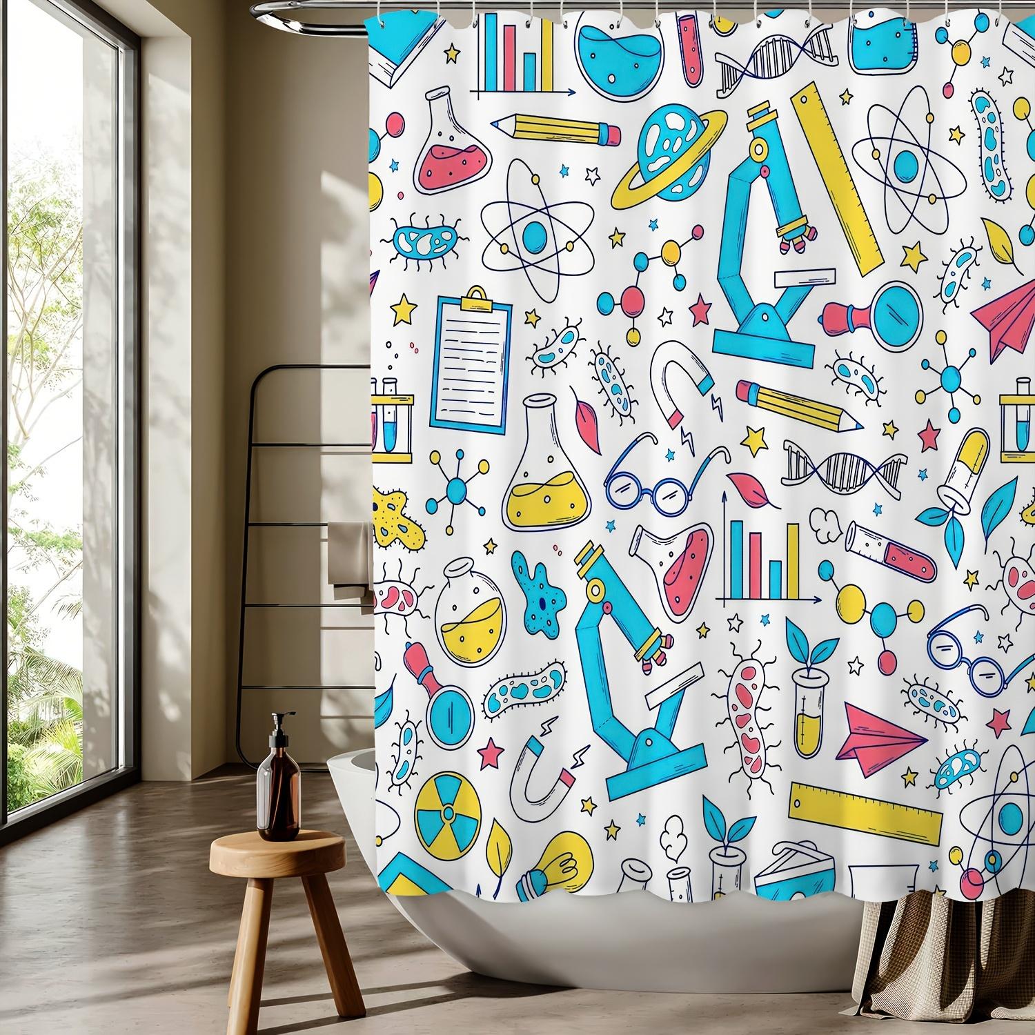 

Chemical Tools Cartoon Pattern Digital Print Shower Curtain - Machine Washable,All-Season Bathroom/Home Decor W90xH180cm
