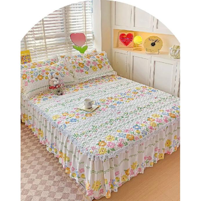 Bedclothes Four Season Universal Cotton Material Bubble Cotton Lace Bed Skirt Concealing Ugliness Hem Color Bed Sheet 150x200cm