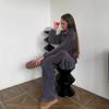 Women's Spring Autumn Long Sleeve Jumpsuit Casual Half Zip Elastic Waist Romper Set