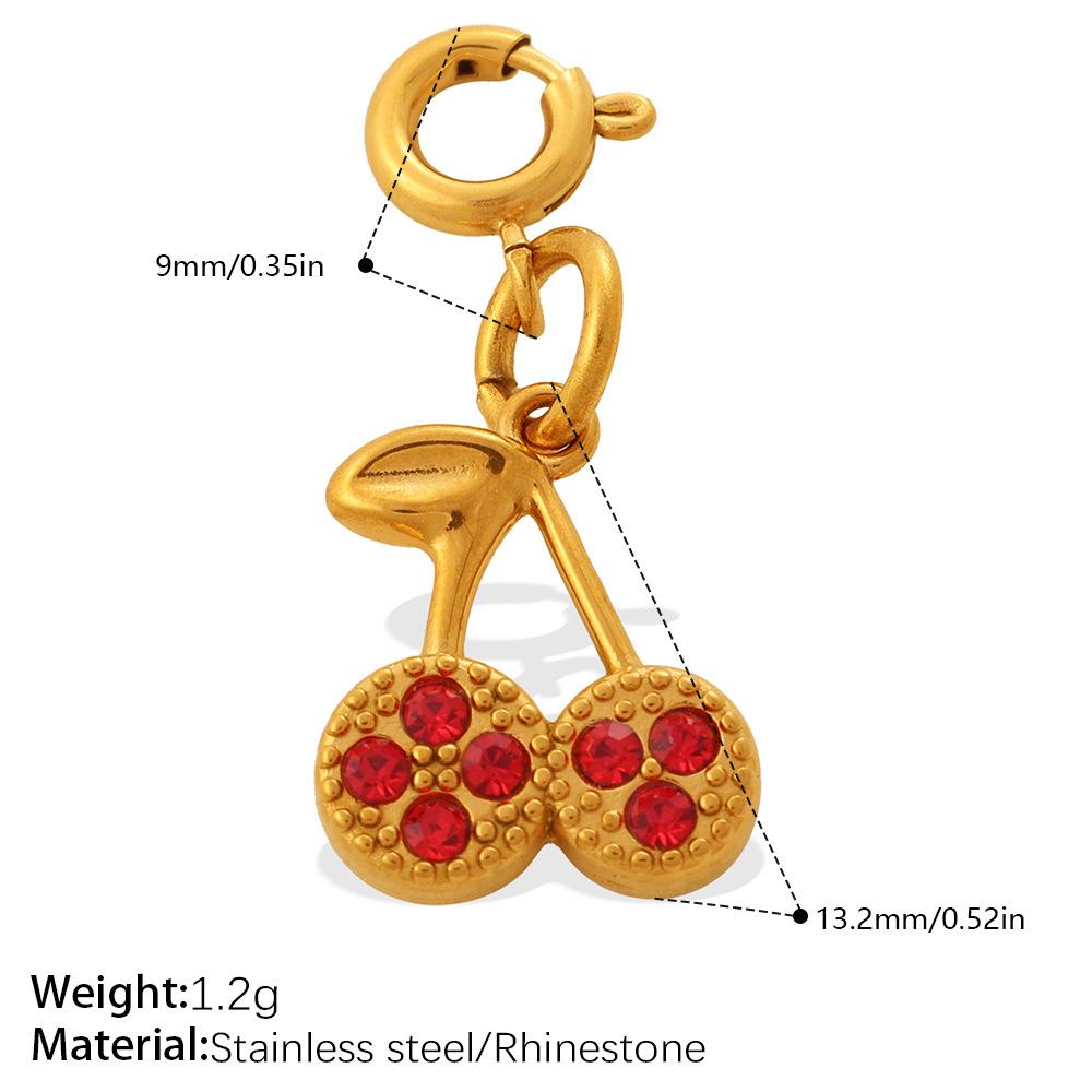 Vitality Sweet Wind Rhinestone Variety Jewelry Buckle Cherry Pendant Stainless Steel Gold Plated Exquisite Accessories
