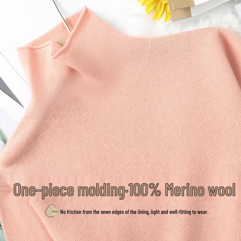 SNOWFLYING Women's 100% Wool High-Neck Pullover Sweater