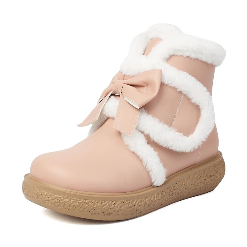 

Fashion AIYUQI Snow Boots For Women 2025 New Women Short Boots Bow Knot Round Toe Large Size Comfortable Women s Ankle Boots 43