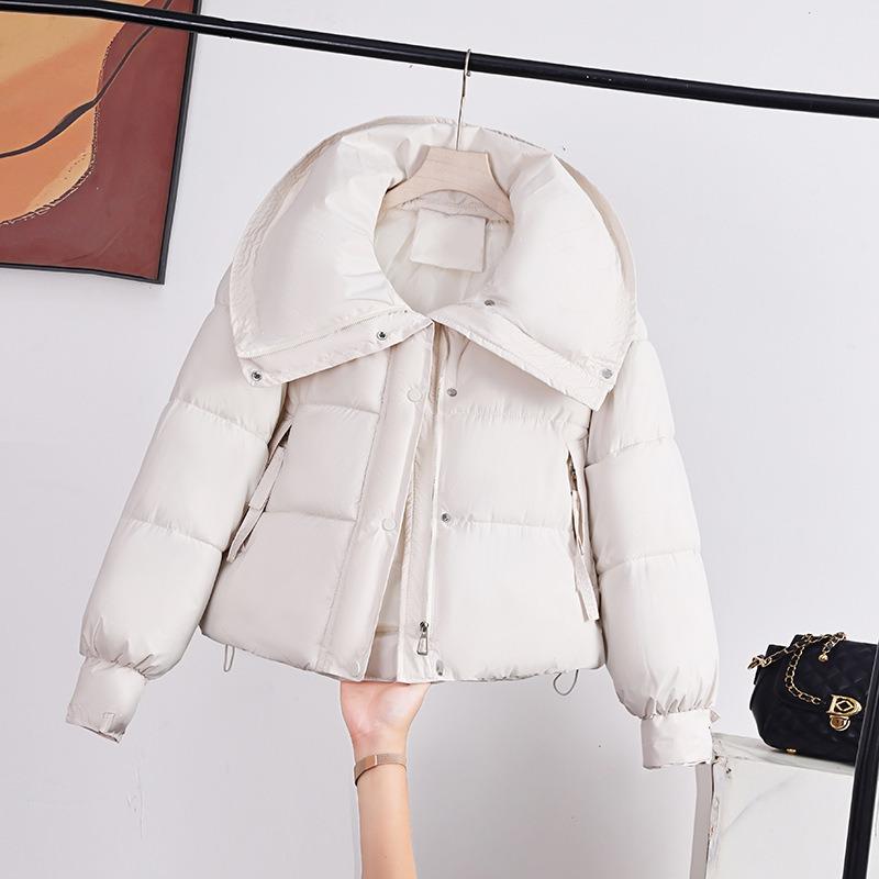Lapel solid color small down cotton-padded clothes women's short cold-proof bread clothes student cotton-padded jacket