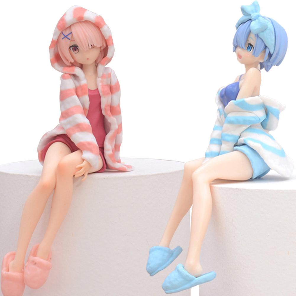 RE:0 Anime Figure Ram And Rem Pajamas Instant Noodles Press Ram Action Figure Rem Figurine PVC Collectibles Statue Gifts 15.5cm
