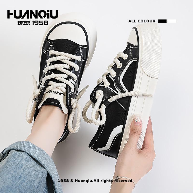 Global thick-soled heightening canvas shoes 22 spring and summer new casual students soft cute muffin casual board shoes
