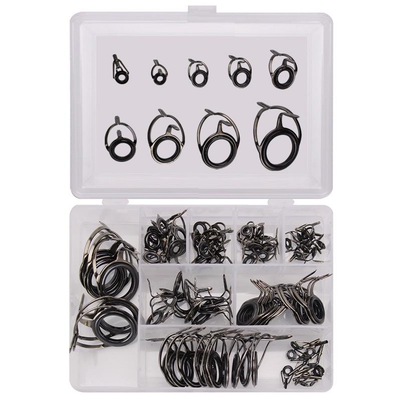85PCS/SET Fishing Rod Guide Tip Repair Kit Set DIY Eye Rings Stainless Steel Frames Ceramics Guide Ring