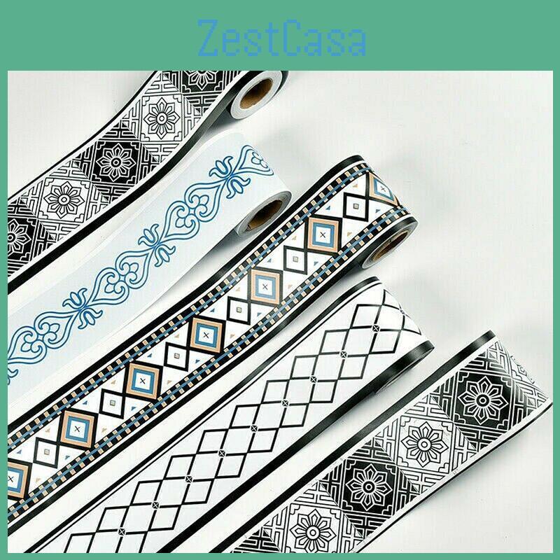 Durable Pvc Self-adhesive Wall Border Sticker Waterproof Vinyl Wallpaper Blackwhite 5/10m