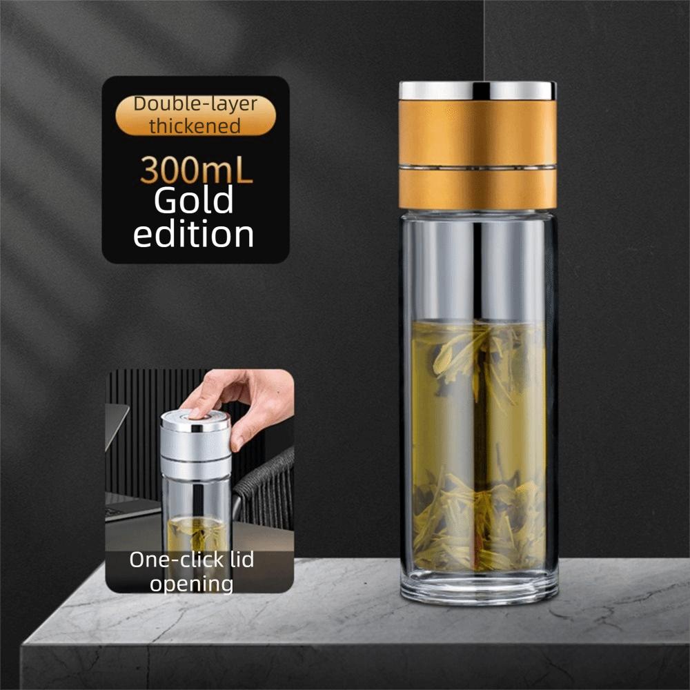 Borosilikatglas Te Vattenkopp Dubbel Anti-skållning Infuser Tumlare Drickflaska Vandring