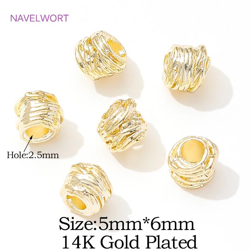 5mm*6mm Brass Spacer Beads 18K Gold Plated Irregular Beads Separator,Necklace Beads Findings,DIY Jewelry Making Accessories