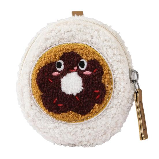 Mini Round Coin Purse Plush Small Pouch Cute Zipper Pouch Compact Change Purse