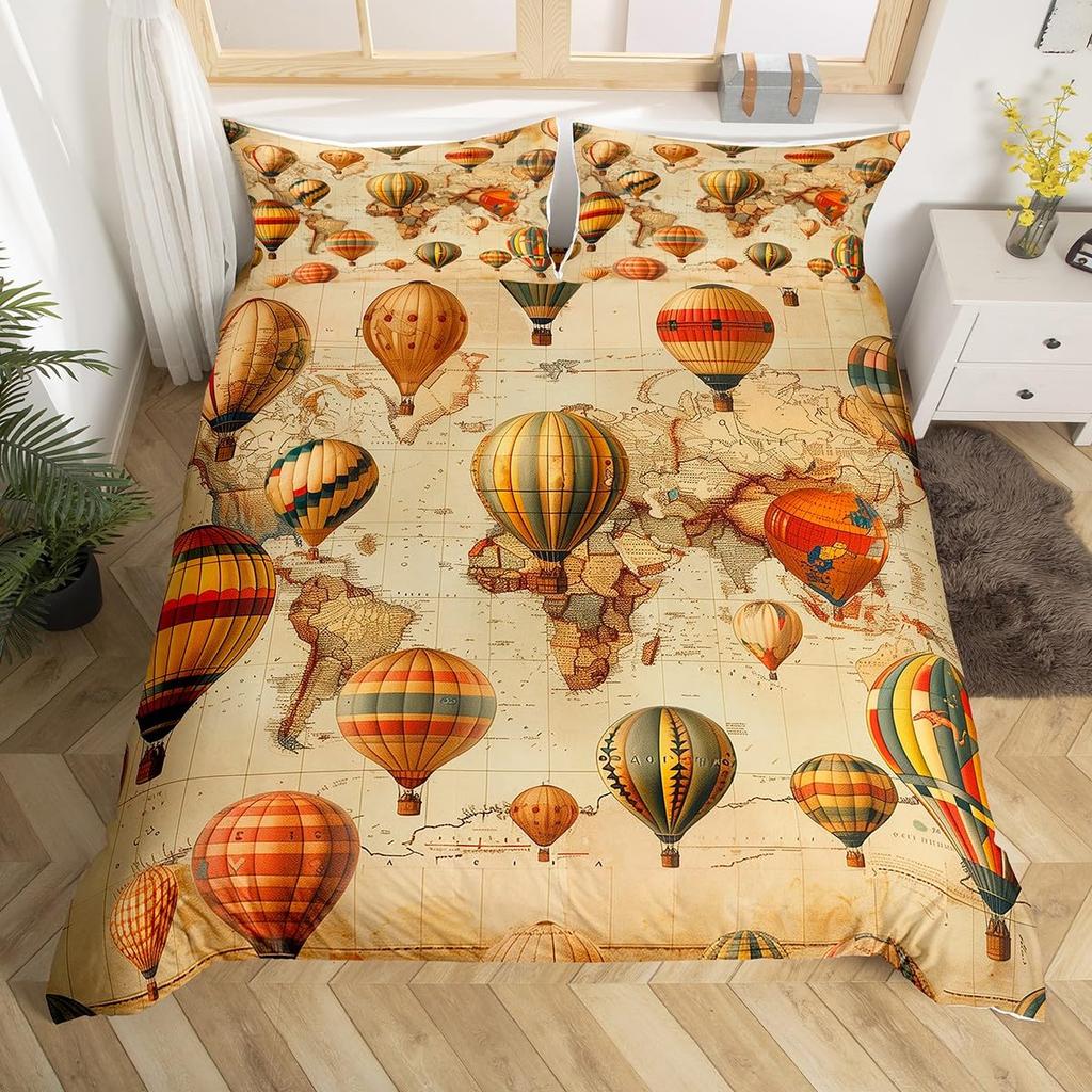 Air Balloon Duvet Cover Sets For Kids Queen King Size Lightweight Down Room Decor 2 Pillowcases And 1 Duvet Cover No Quilt