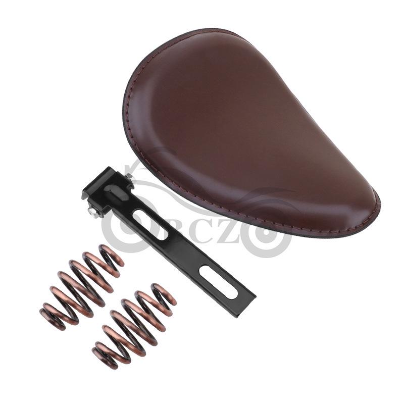 Harley Cruiser Prince Retro Gold Leather Spring Seat Cushion & Bag