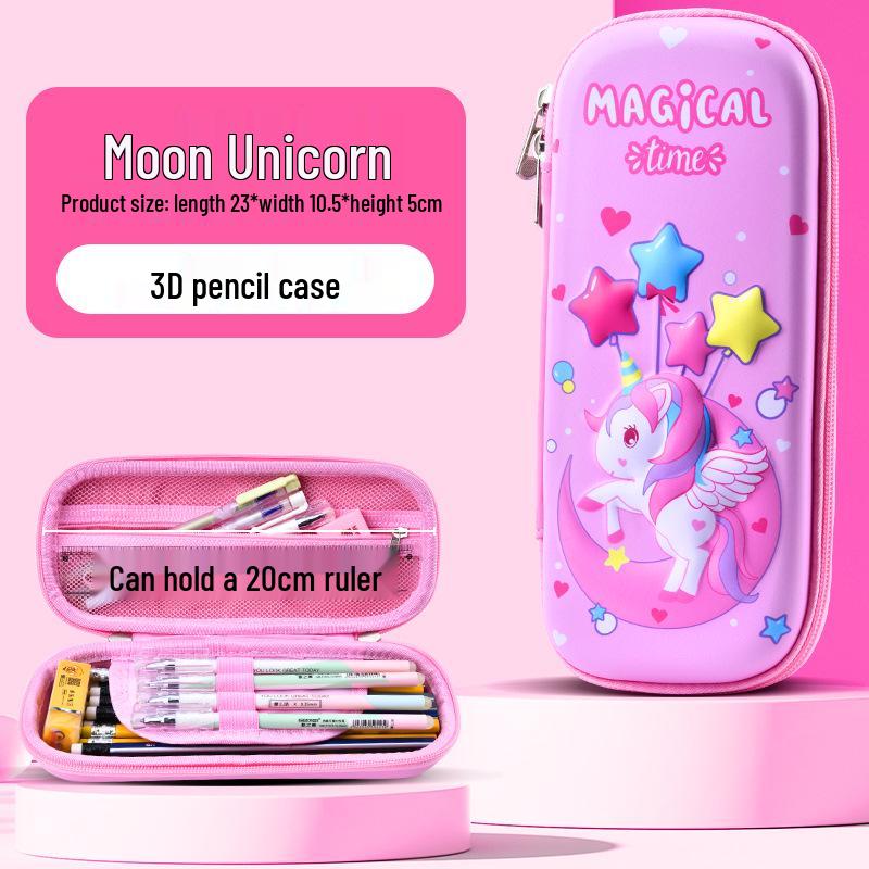 3D Cartoon Multifunctional Leather Pencil Case for Grades 1, 2, & 6 - Large Capacity for Boys & Girls