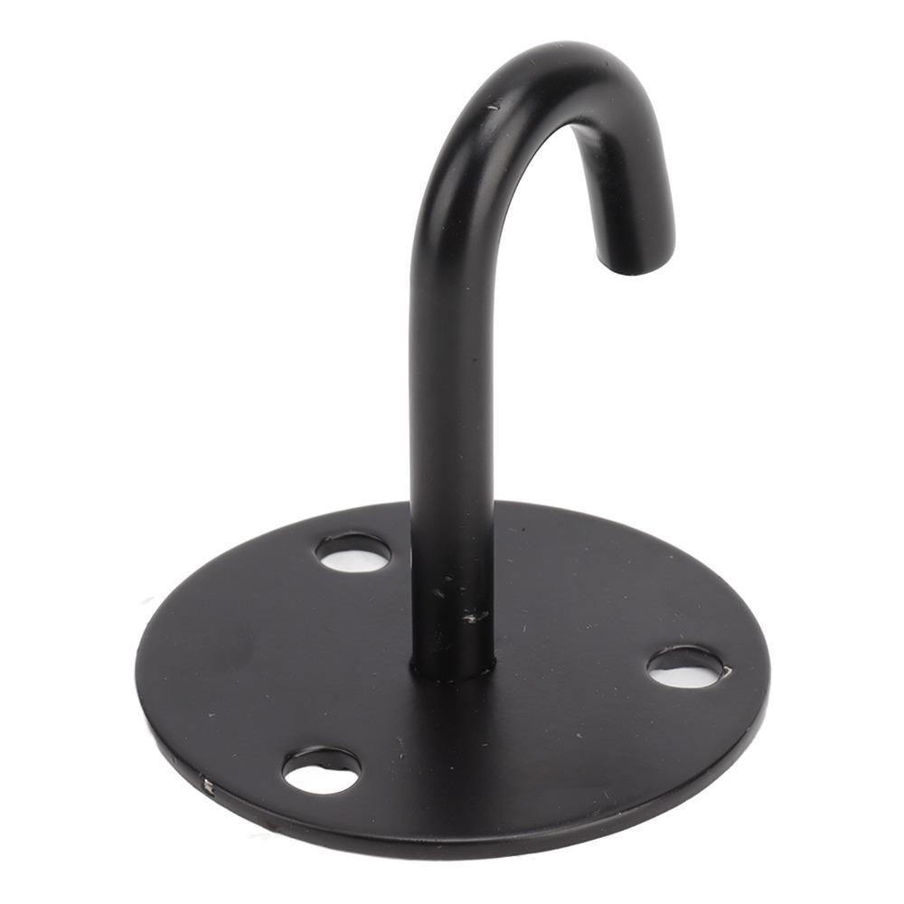 5 Pcs Black Pad Eye Plate Heavy Duty J Shaped Hook Practical Ceiling Mount Hanger Yoga Swings