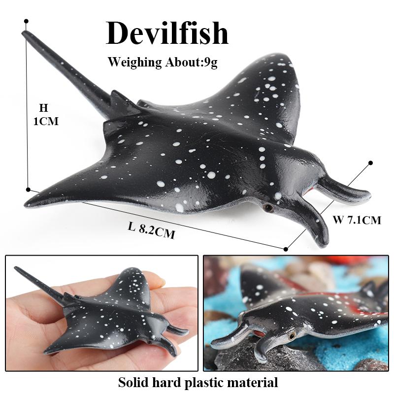 Oenux 10PCS Sea Life Animals Ray Devilray Mantaray Model Action Figures Figurines Ocean Marine Aquarium Education Kids Toy Gift