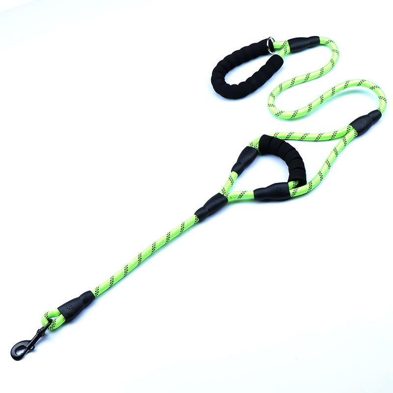 New pet dog products outdoor dog walking leash nylon woven reflective round rope double handle dog leash