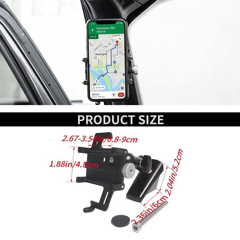 Uchwyt na telefon na słupku A, górny uchwyt, wspornik, stojak na telefon GPS, pasuje do Jeepa Wranglera JL dla JT Gladiatora 2018-2023, akcesoria do wnętrza samochodu