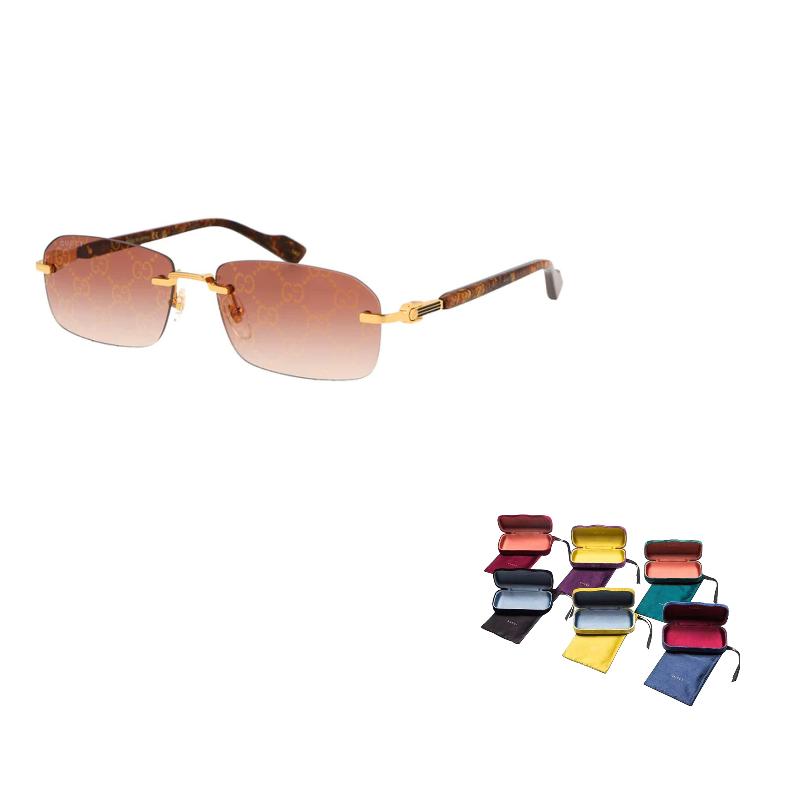 

GUCCI Fashion Statement Alloy Rectangular Sunglasses Men s 56 коричневый