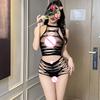 Sexy Lingerie Hollow Out Onesie Base Net Clothes Strap Uniform Temptation Sleepwear Sheer Mesh Stockings For Women