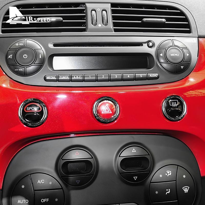 Real Hard Carbon Fiber Warning Light Button Cover for Abarth 595 695 2012 2013 2014 2015 2016 2017 2018