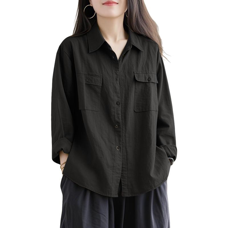 ZANZEA Women Casual Turn Down Collar Loose Long Sleeve Blouse