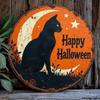 Vintage Black Cat Metal Sign Gothic Halloween Tin Plaque Retro 8x8 Wall Art Decor for Bar Home