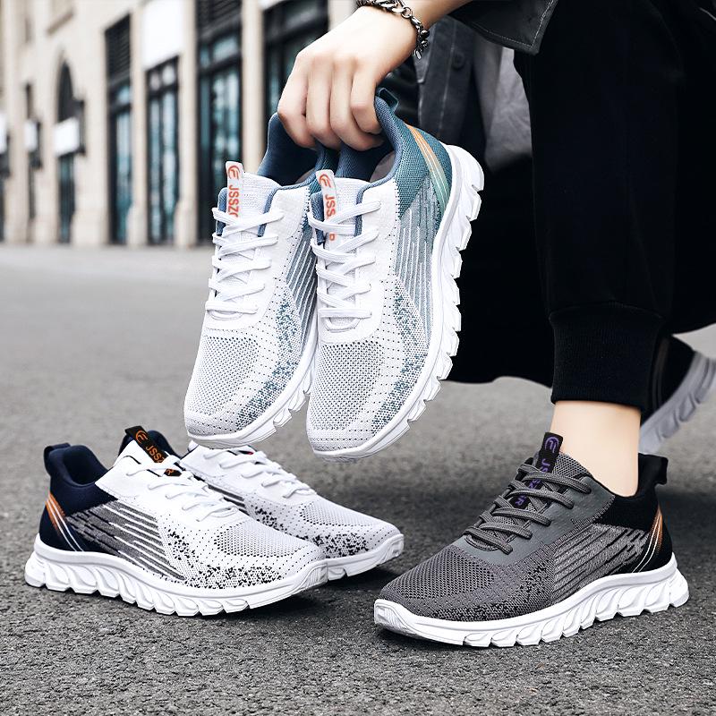 Jin Shi Yuan | Men's Flyknit Running Shoes - Large Size, Breathable, Lightweight, Comfortable Loafers