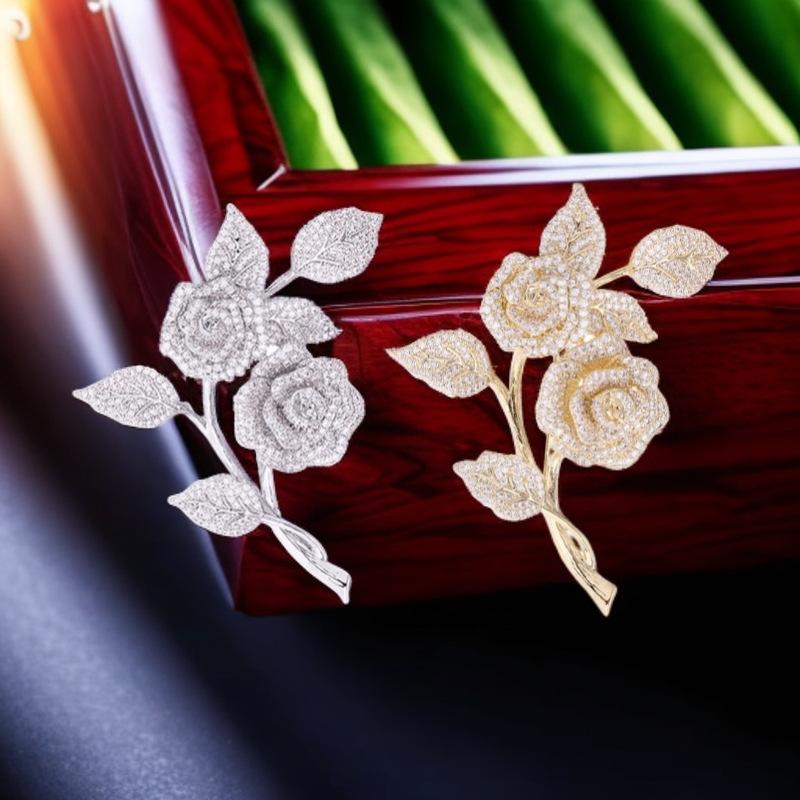 1 ks Všestranný klopový odznak Oblečení Doplňky Dámský Lehký Luxusní Design Elegantní Mikro Vykládaný Zirkon Růžová Brož