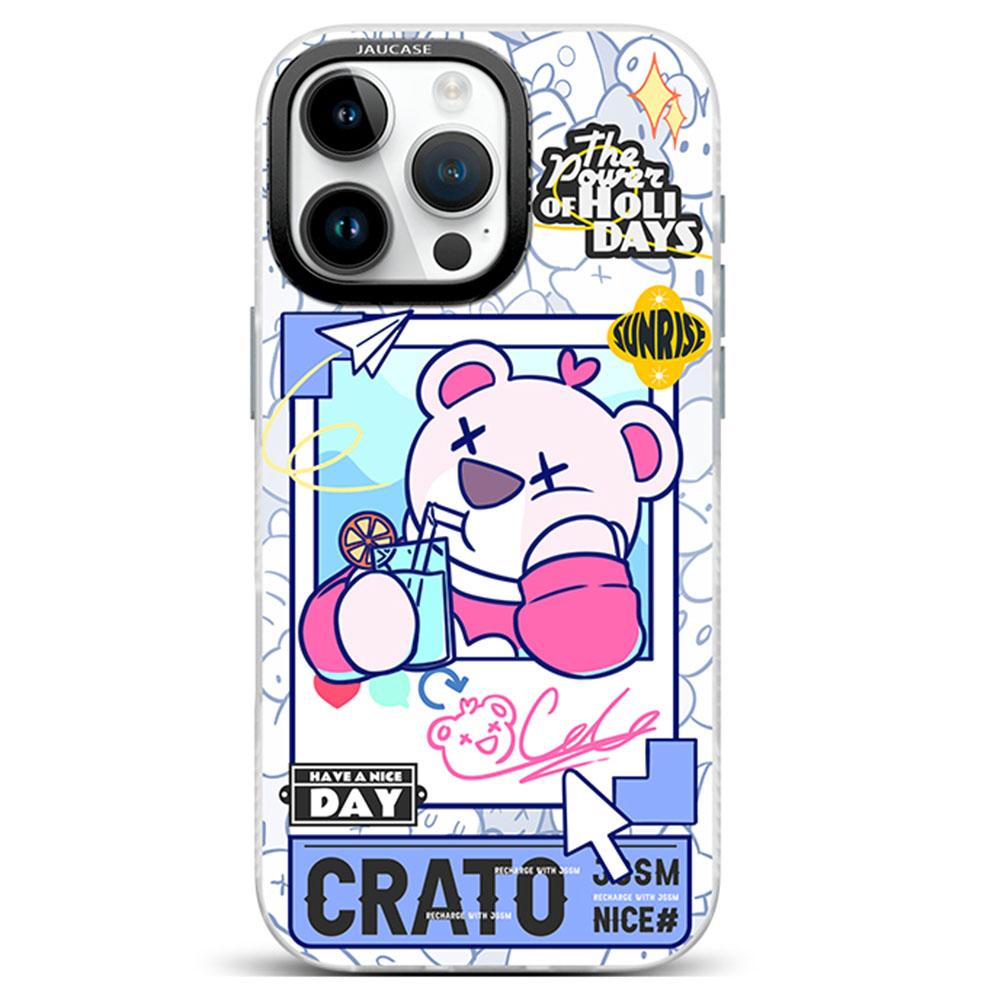 JAUCASE For iPhone 16 Pro Case Compatible with MagSafe Bear Pattern PC+TPU Matte Phone Cover