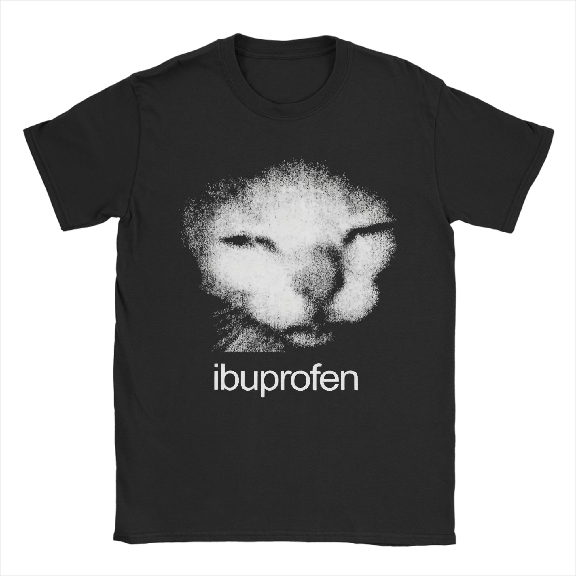 Funny Ibuprofen Cat Meme with Cringe Ugly Feline Face Cotton T Shirt For Couple Summer Vintage T-Shirts Crewneck Hippie Tees S