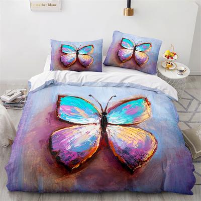 Butterfly Duvet Cover King Queen Colorful Flying Animal Bedding Set For Teens Adults Beautiful Flowers Polyester Quilt Cover
