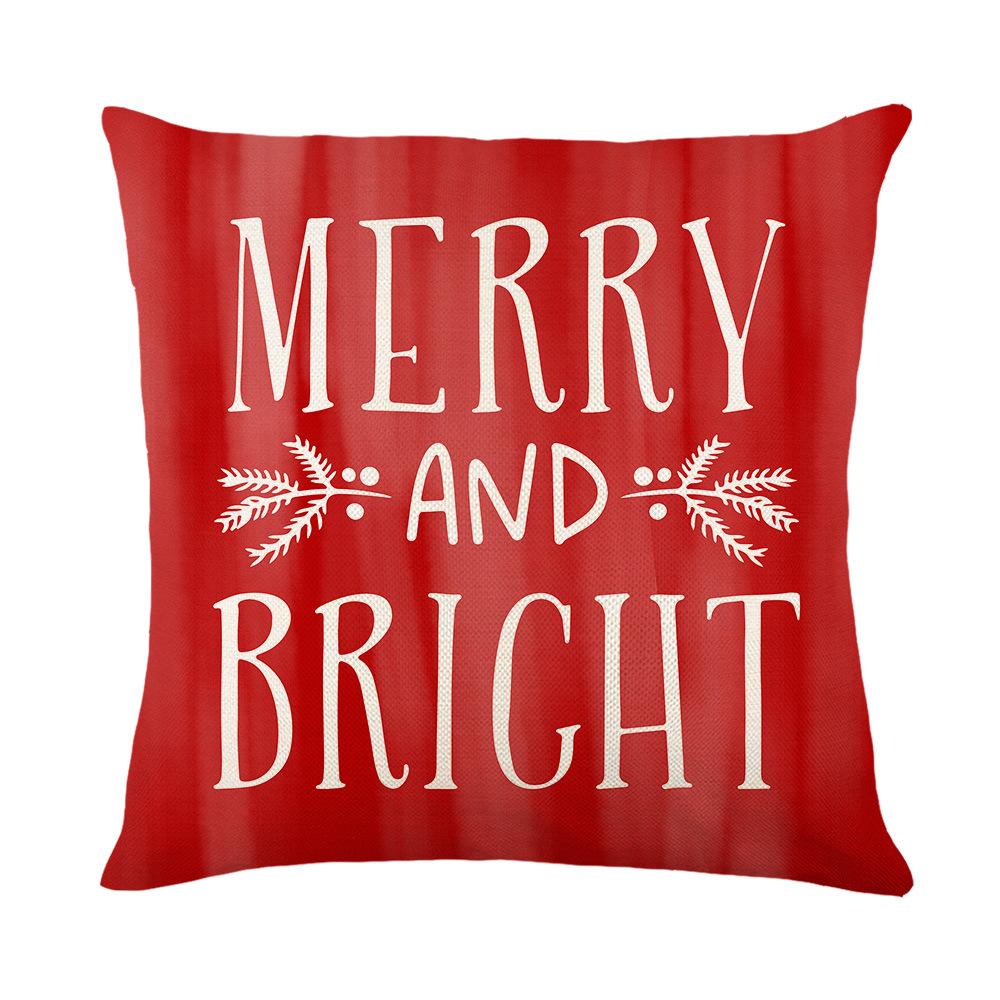Santa Claus Linen Printed Pillow Cover Home Living Room Sofa Cushion Cover Bedroom Pillow Cover
