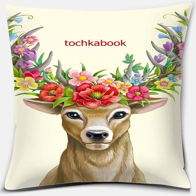 Christmas Deer Pattern Pillowcase Square Pillowcase Home Office Decoration Pillowcase