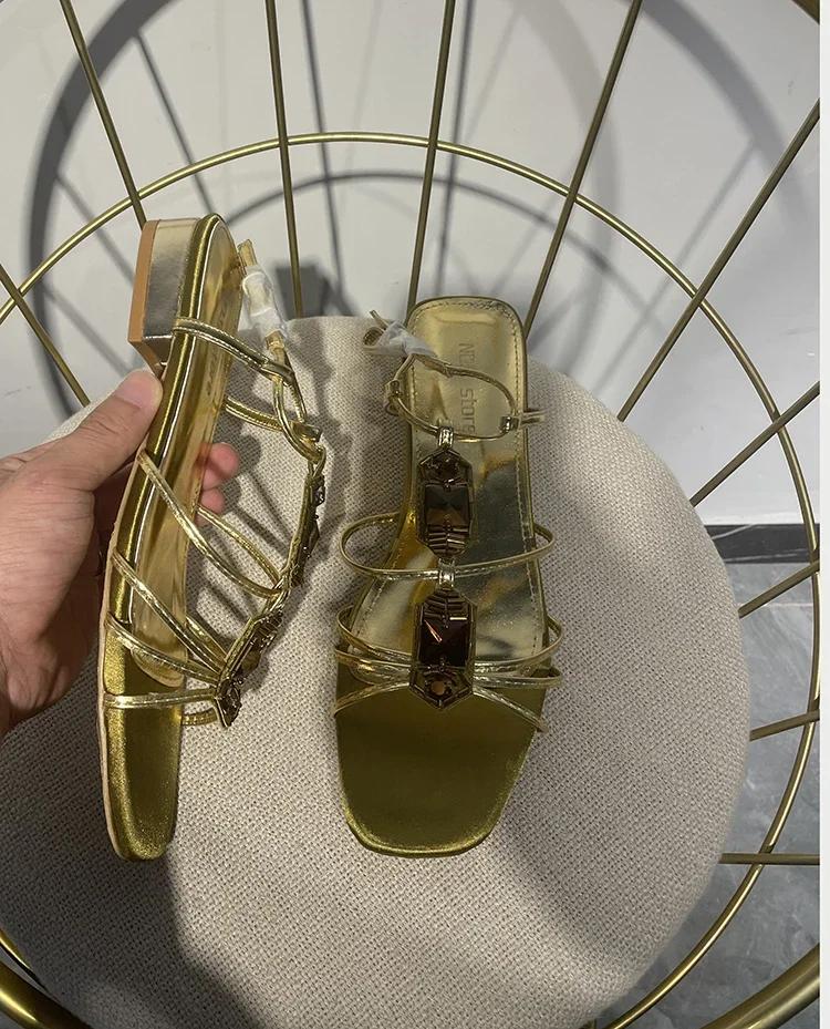 

Fashion Rhinestone Bling Bling Summer Women Sandals Gold/white/black 5Cm/8Cm Thin Heel Back Strap Fashion Sandals Crystal Shiny Shoes 40