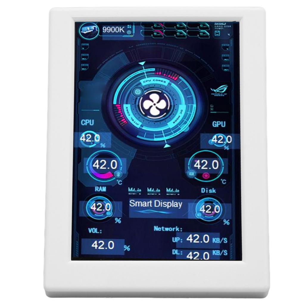 Computer Temp Monitor 3.5 Inch IPS Type C Stepless Dimming Rotating Theme Editor PC CPU Data Monitor for Desktop Chassis