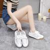 Little White Shoes Women's Shoes Spring and Summer Cowhide Mesh Single Shoes Flat Baseplate Shoes Lace-up Casual Shoes