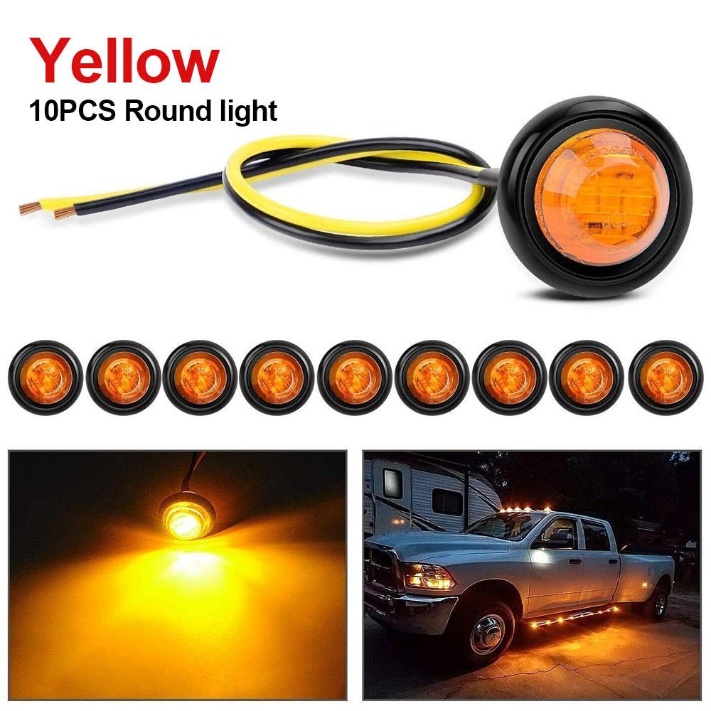 

Round LED 3/4 inch Trailer Side Marker Light Yellow/Red/White/Blue Waterproof Front Rear Trucks Tractors Clearance Lights OBD2 жёлтый