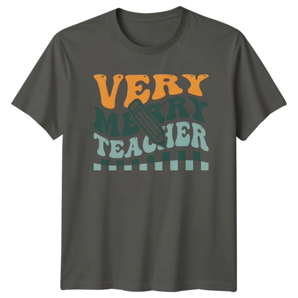 Very Merry Unisexs TShirt Teacher Education Gift For Her S
