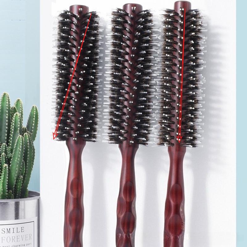 Curly hair comb Blow straight hair styling comb Natural bristle hair round roller comb Household resistant comb
