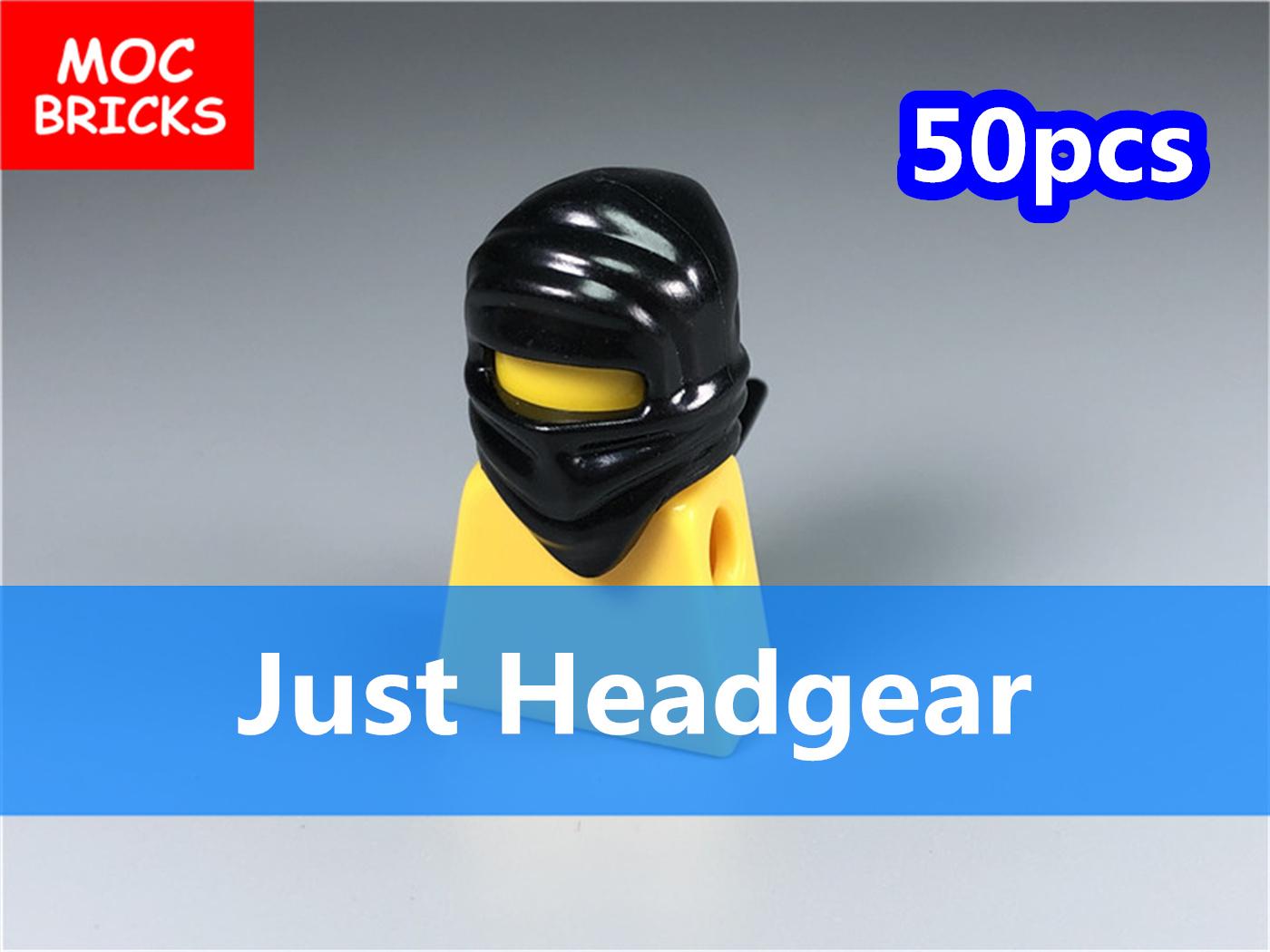 

50pcs/lot MOC Bricks Ninja Helmet Headgear Attachments DIY Action Figure Component Constructing Blocks Toys Ideal For Kid Dolls