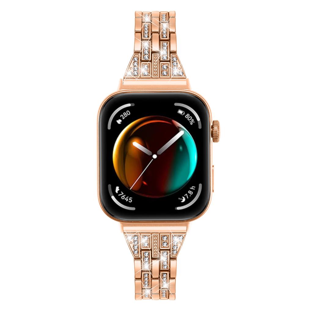 Pro Huawei Watch Fit 3 kovový pásek zdobený kamínky chytré hodinky popruh na zápěstí