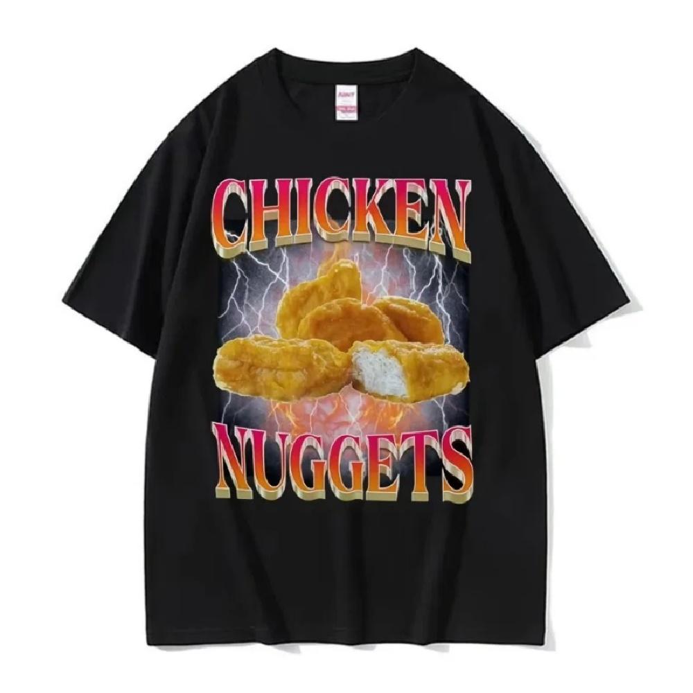 Funny Chicken Nuggets Vintage Style Meme Graphic T-shirt Men Women Hip Hop Gothic Oversized T Shirt 100% Cotton Comfort T-shirts