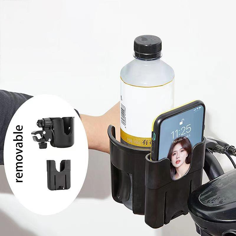 1 Piece Universal Bottle Holder 2-In-1 Stroller Water Cup Holder With Phone Holder For Wheelchair Toddler Diy Accessories