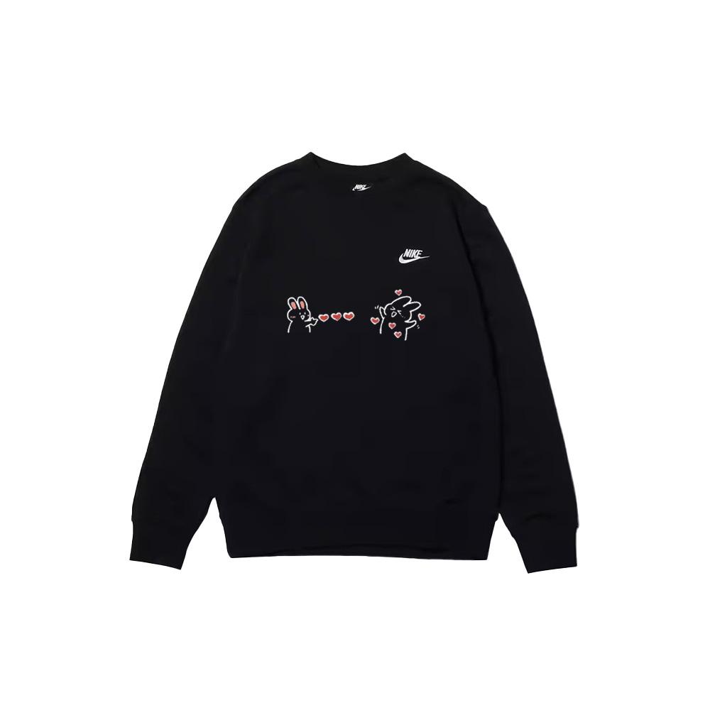 Nike Customizable Cartoon Print Outdoor Solid Color Letter Logo Crew Neck Sweatshirt Unisex Sweatshirt Black BV2667-010(TEAM1061-3.3.37)