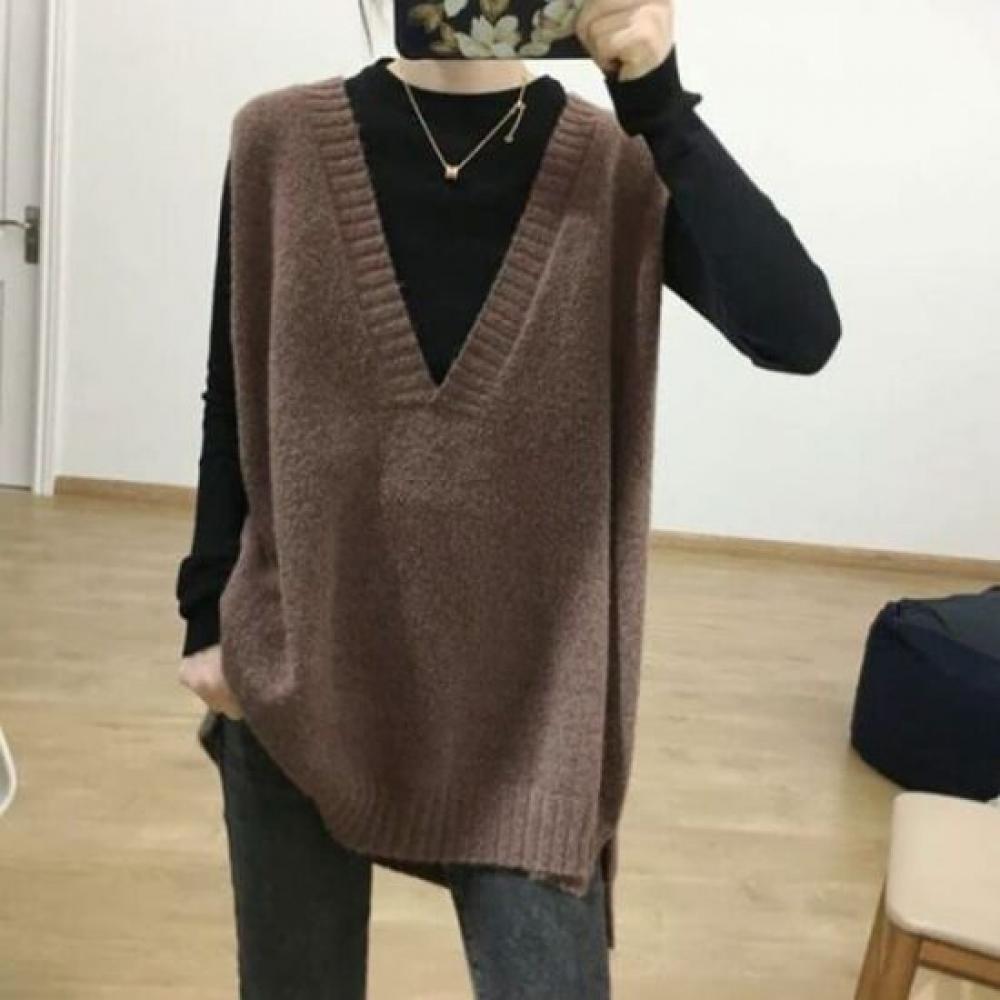 NaVaVa Women Solid V Neck Knit Vest Nk2766
